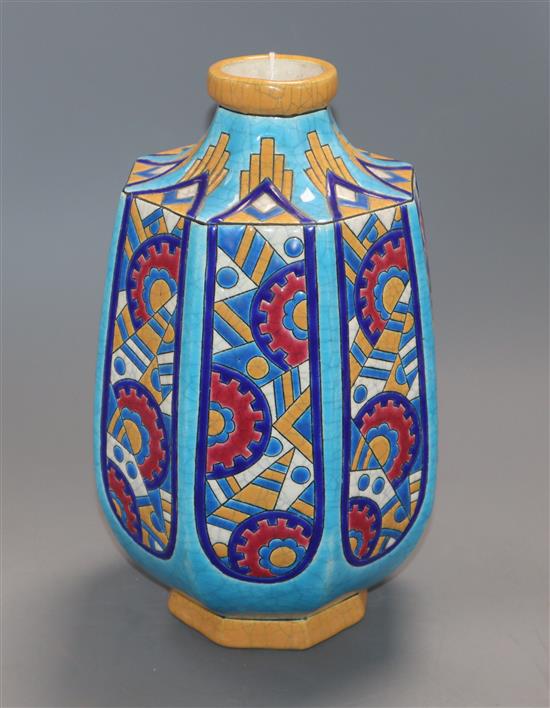 A Longwy Art Deco vase height 27cm